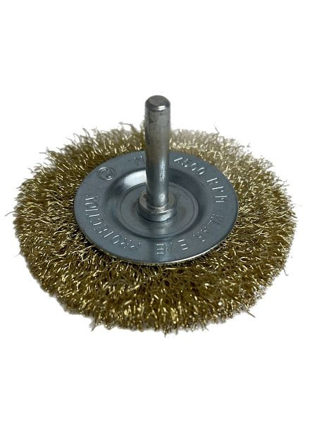 Brosses à disque VaGo-Tools Brosse ronde 75 mm avec tige ondulée pour perceuse, UE : 24 pièces, 09-040x24_xv