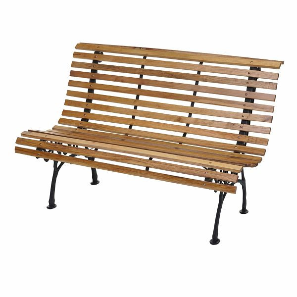 Banc de jardin Mendler HWC-F97, banc banc de parc banc en bois, bois de fonte 2 places 122cm 22kg, marron clair, 70696