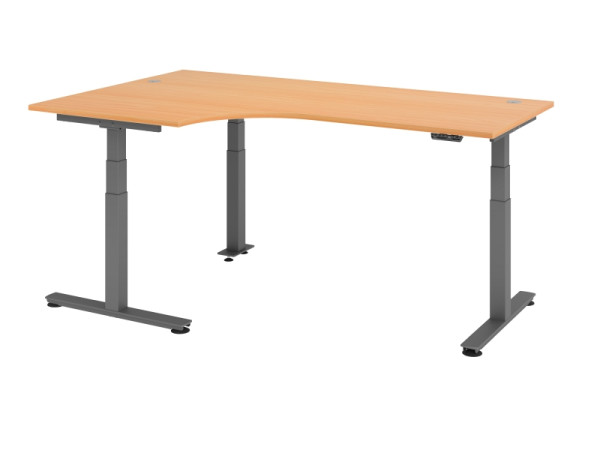 Hammerbacher table d'angle assis-debout électrique 200x120cm 90° hêtre, VXDSM82/6/G