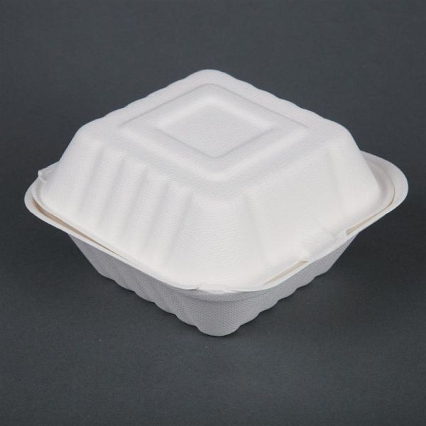Boîtes à hamburgers compostables en canne à sucre Fiesta Green 14,9 cm, UE : 500 pièces, DW246