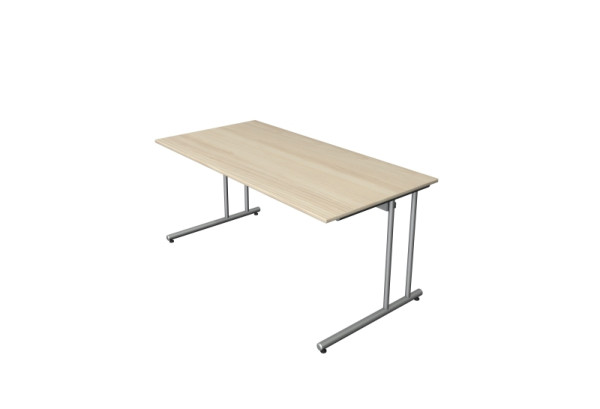 Bureau Kerkmann start-up, L 1600 x P 800 x H 750 mm avec pied en C en aluminium argent, érable, 11434050
