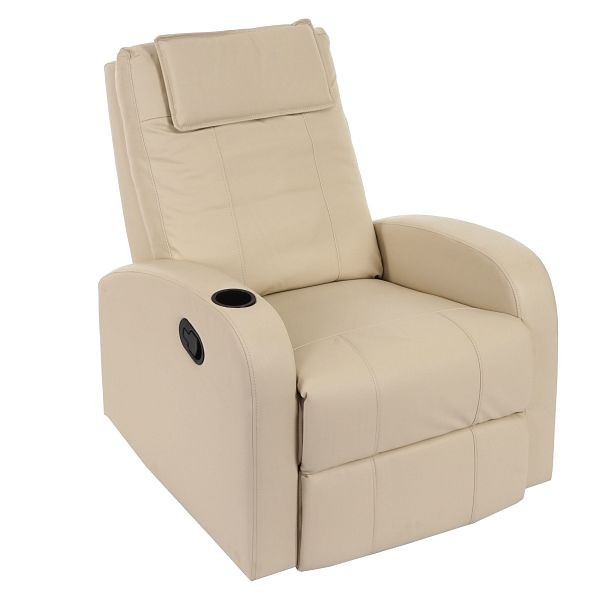 Fauteuil TV Mendler Durham, fauteuil TV, fauteuil relaxation, inclinable, simili cuir, crème, 41861+41862