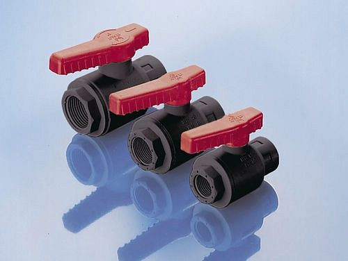 Robinet à boisseau sphérique DENIOS pour fûts, en PP, 3/4" extérieur - 3/4" intérieur, DN 20 mm, lot de 3, 309672