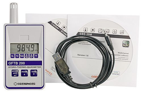 Greisinger GFTB 200-KIT hygro/thermo/baromètre avec kit d'interface USB, 600890
