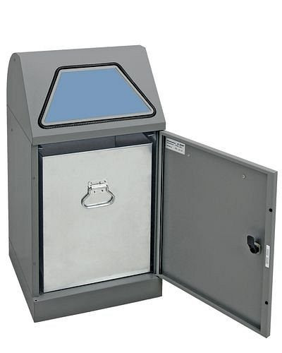 Collecteur de recyclage DENIOS 60 litres, commande manuelle, bac intérieur galvanisé, gris/gris, 164-328