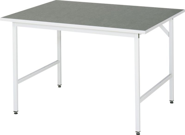 Table de travail série RAU Jerry (3030) - réglable en hauteur, plan de travail avec revêtement linoléum/universel, 1250x800-850x1000 mm, 06-500L10-12.12