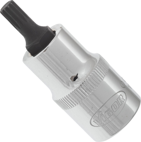 VIGOR Embout de tournevis cannelé interne (XZN), carré creux 12,5 mm (1/2 pouce), profil cannelé interne XZN, M6, longueur : 55 mm, V2095