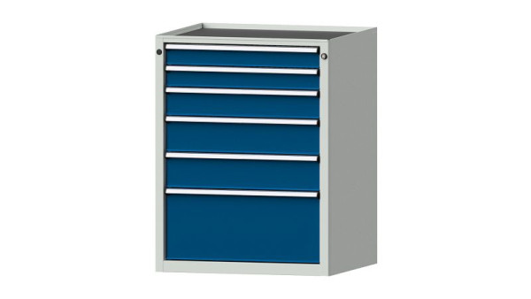 Armoire à tiroirs pour établis ANKE, modèle 3004 V, 760 x 675 x 980 mm, RAL 7035/5010, baignoire, 611.006