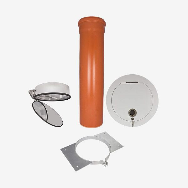Système d'évacuation du linge HKW, kit complet 1, PVC, longueur de tige : 1,10 mètres, Ø 300 mm, 23005N