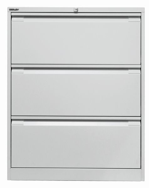 Classeur suspendu Bisley, double rail 3 tiroirs HR, gris clair, DF3645