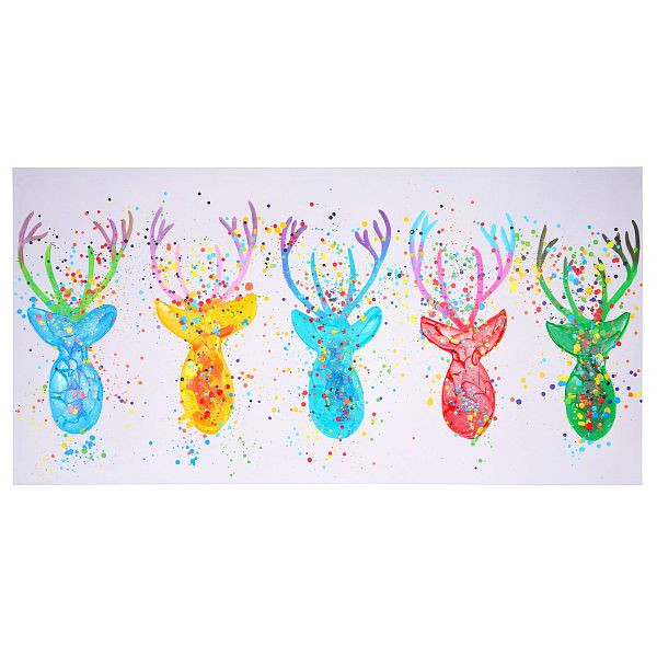 Mendler peinture à l'huile cerf II, peinture murale 100% peinte à la main XL, 140x70cm, 51281