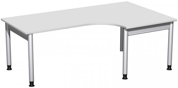 Bureau PC geramöbel droit, réglable en hauteur, 2000x1200x680-820, gris clair/argent, N-657321-LS