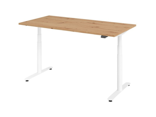 Bureau assis-debout électrique Hammerbacher 160x80cm chêne noueux/blanc, VXDLR16/R/W