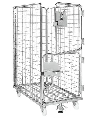 Roll-conteneur en acier Kongamek KM 4 côtés, porte d'entrée en 2 parties, LxlxH 1200 x 750 x 1695 mm, butée centrale, 269206
