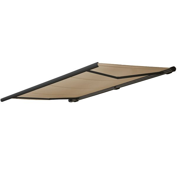 Store à cassette électrique Mendler T123, store cassette complète 4,5x3m, polyester crème, cadre anthracite, 58270+34295+58310