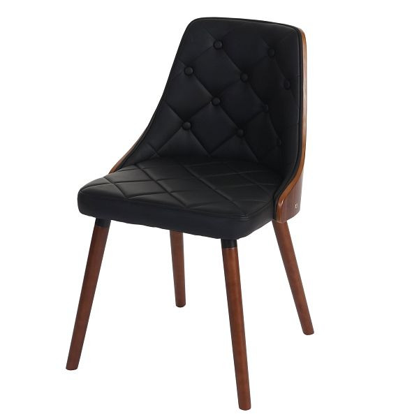 Mendler ensemble de 2 chaises de salle à manger HWC-A75, chaise de cuisine chaise visiteur, bois courbé aspect noyer, simili cuir noir, 48417