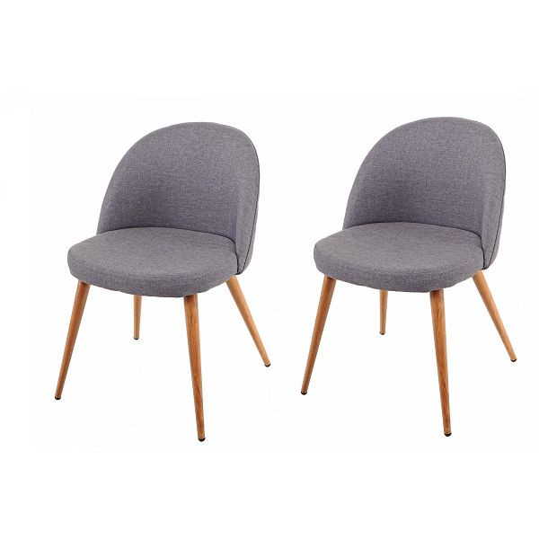 Mendler HWC-D53 ensemble de 2 chaises de salle à manger, chaises de cuisine, design rétro des années 50, tissu/textile, gris foncé, 63095
