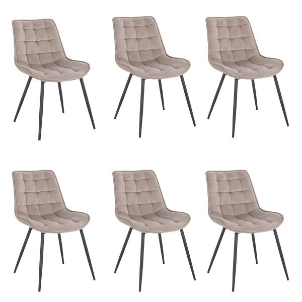 HOME DELUXE chaise de salle à manger rembourrée lot de 6 IKALO – velours marron clair, 50869