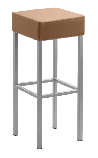 Tabouret Mayer Sitzmöbel , structure argent nacré, assise rembourrée, hauteur d'assise 81 cm, marron clair, 1123_08_30485