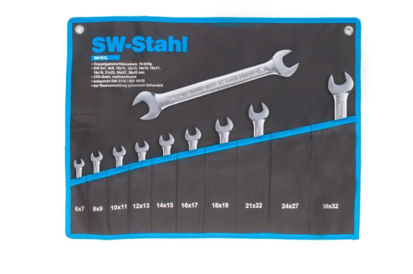 Jeu de clés à fourche double SW en acier, 6-32 mm, 10 pièces, 00151L