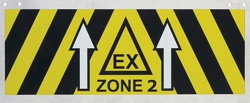 Etiquette de zone Ex DENIOS en acier inoxydable, 270 x 110 mm, zone Ex 2, 217-914