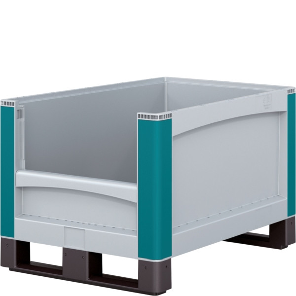 Conteneur pour charges lourdes BITO SL avec patin / rabat /SL 86424K 800x600x420 ouverture du patin à l'avant, C0814-0002