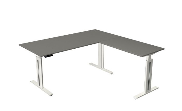 Table assis/debout Kerkmann Move 3 Fresh, L 1800 x P 800 mm, avec élément rapporté 1000 x 600 mm, réglable en hauteur électriquement de 720 à 1200 mm, graphite, 10186412