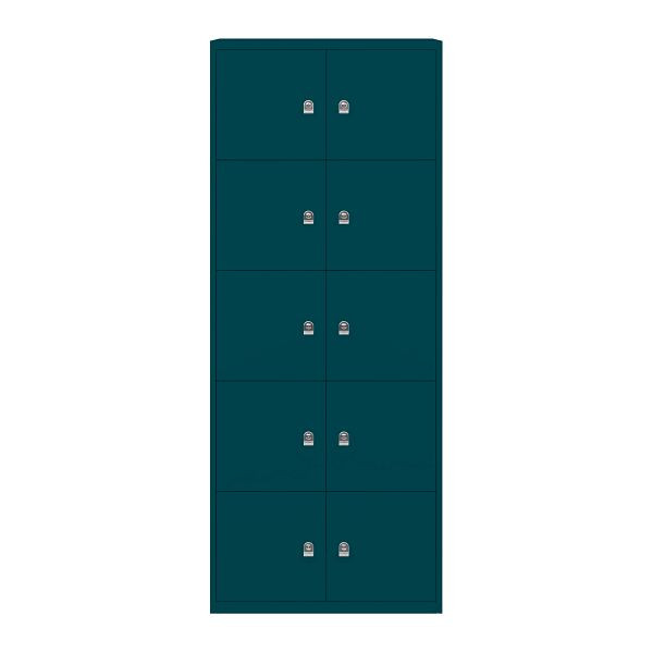 Bisley LateralFile Lodge, 10 casiers : H 375 mm, acier, serrure à cylindre, bleu océan, L0861SABX5SXP653