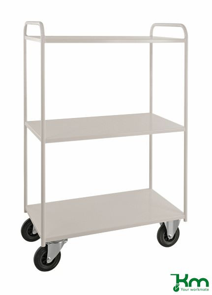 Kongamek 3 Étagères Chariot Étagère Entièrement Soudé 955x550x1470mm Blanc 2 Fixe 2 Pivotant KM4144