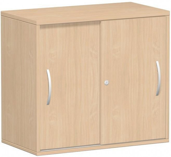 armoire à portes coulissantes geramöbel, étagère supérieure 25 mm, avec pieds réglables, verrouillable, 800x425x720, hêtre/hêtre, S-381501-BB