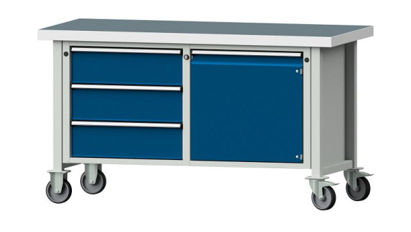 Établis ANKE établi à caissons, modèle 106 V, 1500 x 700 x 850 mm, RAL 7035/5010, UBP 50 mm, mobile, 305.606