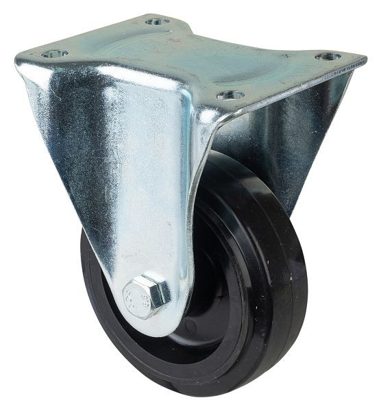 BS Rolls Roulette robuste, roulette fixe, largeur de roue 45 mm, Ø roue 125 mm, capacité de charge 140 kg, bandages élastiques noirs, plastique, roulement à rouleaux, L610.B60.125