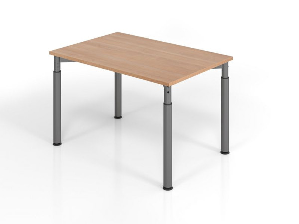 Bureau Hammerbacher YS12, 120 x 80 cm, plateau : noyer, épaisseur 25 mm, chant épais en ABS, forme rectangulaire, graphite, VYS12/N/G