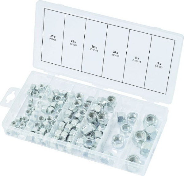 Gamme d'écrous KS Tools, autobloquants, UNC, 100 pièces, 970.0480