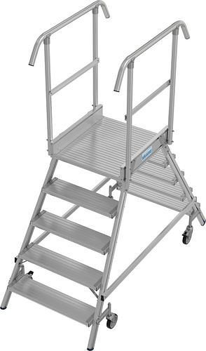Échelle à plateforme Krause en aluminium, mobile, 2 x 5 marches, grimpable des deux côtés, conformément à EN 131-7, 312172