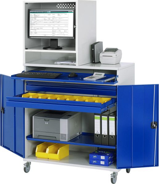 Armoire informatique RAU - modèle 66, L1100 x P520 x H1895 mm, boîtier moniteur L650 x P520 x H710 mm, 07-1100-M66-MG5F.11