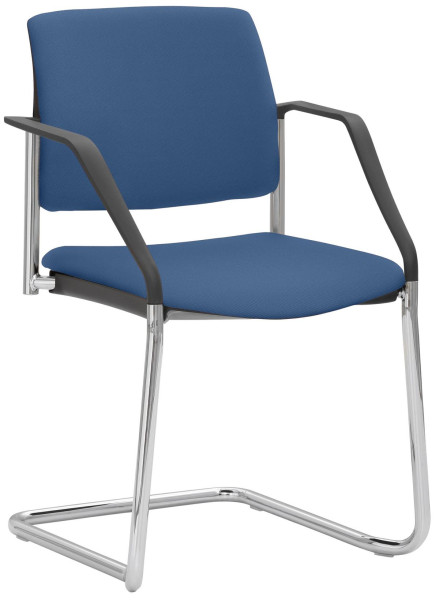 Mayer Sitzmöbel chaise empilable, structure luge chromée, accoudoirs, bleu, 2518_F1_A_30612