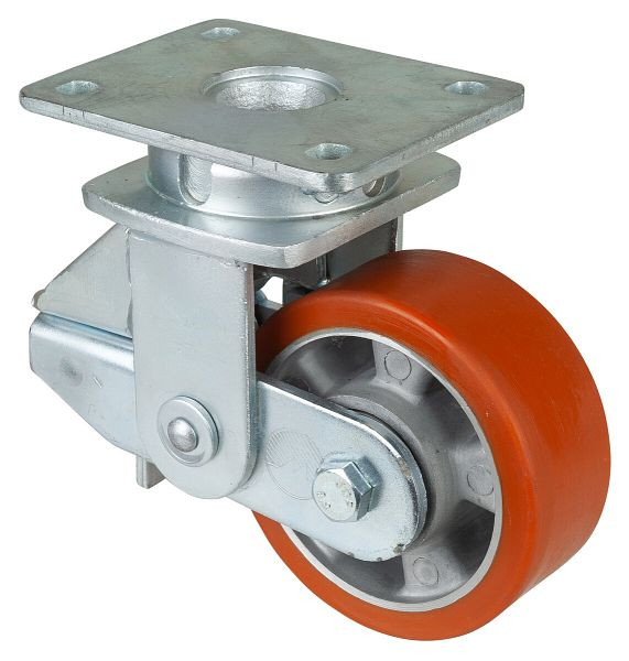 Roulettes BS Roulettes pour charges lourdes à ressorts, largeur 50 mm, Ø125 mm, jusqu'à 450 kg, bande de roulement polyuréthane moulé 95 Shore A, aluminium, roulements à billes, T100.B90.125