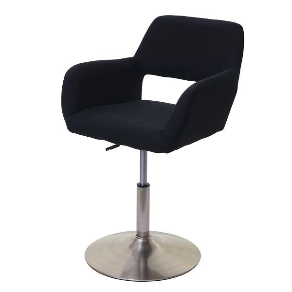 Chaise de salle à manger Mendler HWC-A50 III, chaise de cuisine, années 50 rétro, tissu/textile, noir, pied brossé, 63965