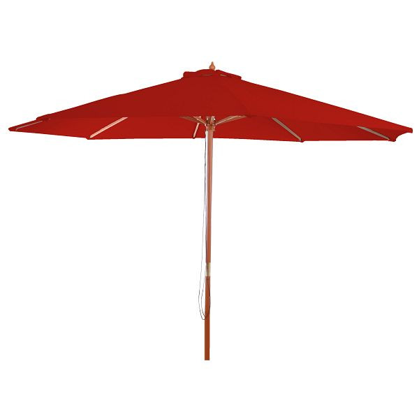 Parasol Mendler Florida, parasol de jardin parasol market, Ø 3m polyester/bois, rouge, 97723