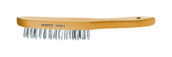 Brosse métallique Hazet, 4 rangées, poils V2A, corps en bois, trou de suspension, dimensions / longueur : 280 mm, poids net : 0,12 kg, 2130-1
