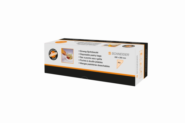 Poche à douille jetable Schneider PREMIUM GRIP, orange, 590 x 280 mm, 80µ, roulée, paquet de 100, 391330