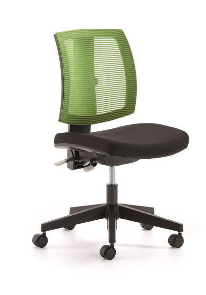Chaise pivotante Mayer Sitzmöbel , particulièrement adaptée aux femmes, assise noire, dossier en résille verte, 2232_503