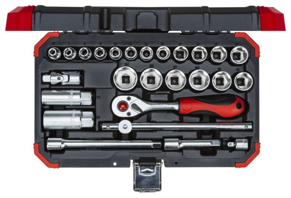Jeu de clés à douilles rouges GEDORE 3/8 SW6-24mm 26 pièces, 3300053