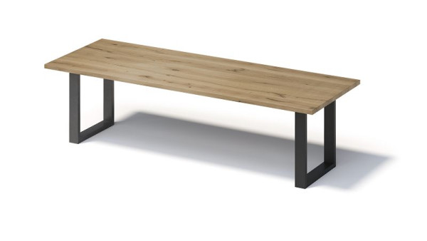 Bisley Fortis Table Regular, 2800 x 1000 mm, bord droit, surface huilée, cadre en O, surface: naturel / couleur du cadre: noir, F2810OP333