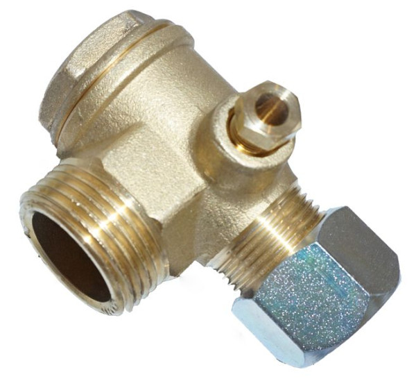 Clapet anti-retour AEROTEC 1 pouce AG - tuyau 15 mm - avec raccord de décharge, 9048076