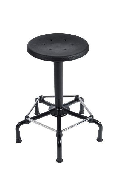 Tabouret de travail Lotz, siège en PU noir, tige pivotante, base en acier très stable, hauteur d'assise 550-750 mm, patins, 3535.01