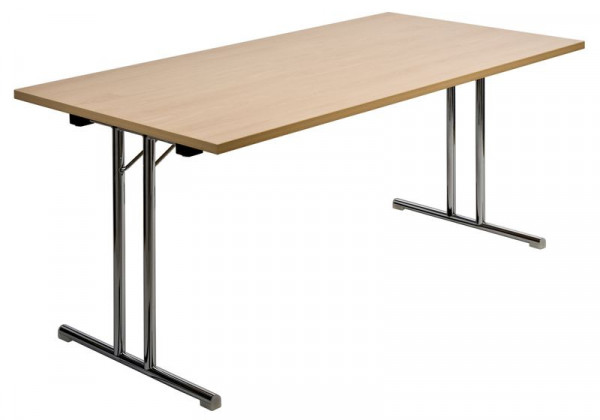 Kaiser-Sitzmöbel Table pliante modèle KT620, 140x70cm, environ 74cm de haut, couleur: hêtre, forme de pied en T, bords: forme 15, UE: 4 pièces, KT620-15DB-140x70SLPB