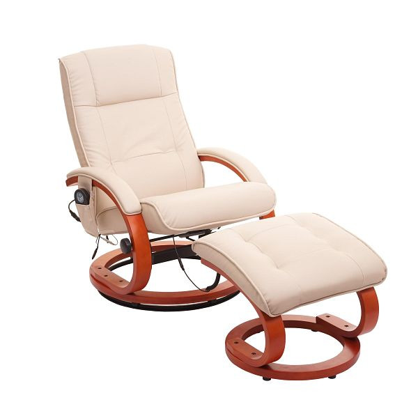 Chaise TV de massage Mendler Pescatori II, chaise de relaxation, chaise de massage, fonction de massage, blanc-crème, 8437