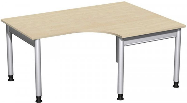 Bureau PC geramöbel droit, réglable en hauteur, 1600x1200x680-820, érable/argent, N-657319-AS